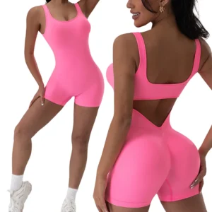 1PCS Backless Yoga Suit U Neck Sleeveless Sports Jumpsuit